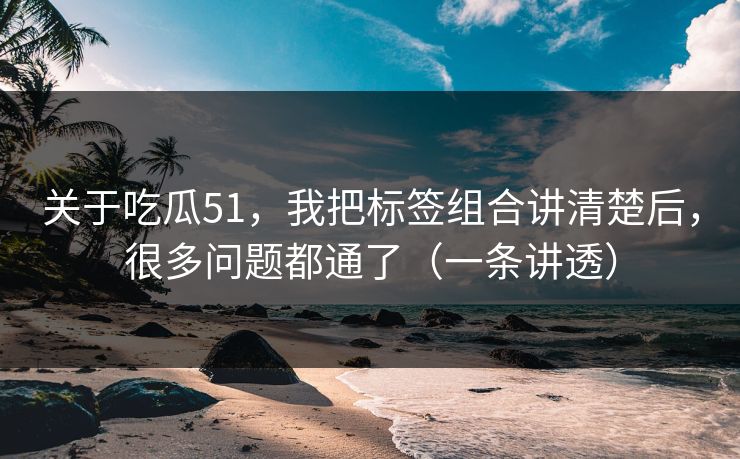 关于吃瓜51，我把标签组合讲清楚后，很多问题都通了（一条讲透）